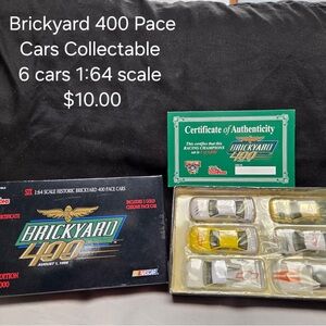 Nascar Brickyard 400 Diecast Car Collection - Black, White, Yellow